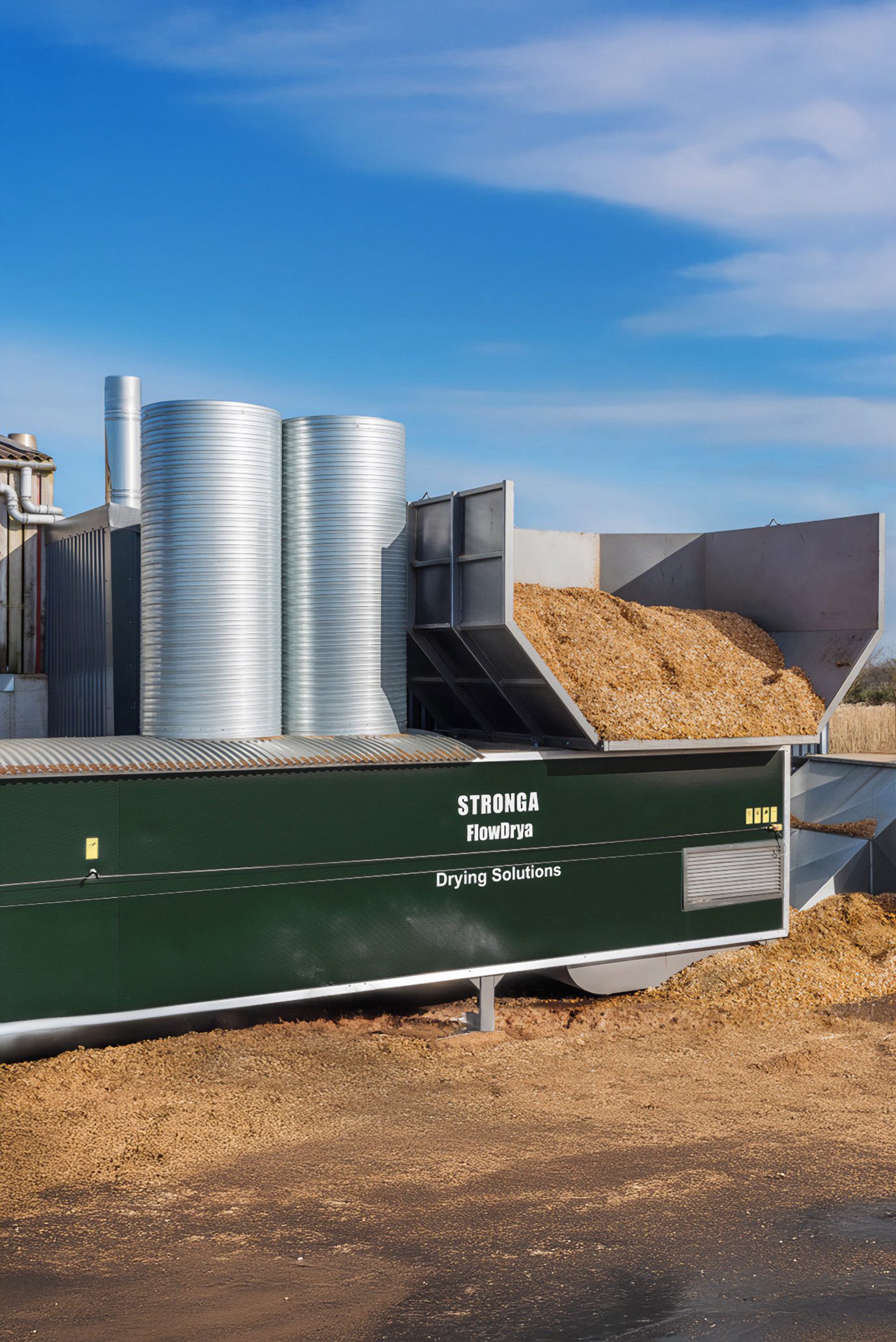 FlowDrya FD30 drying wood chips in England